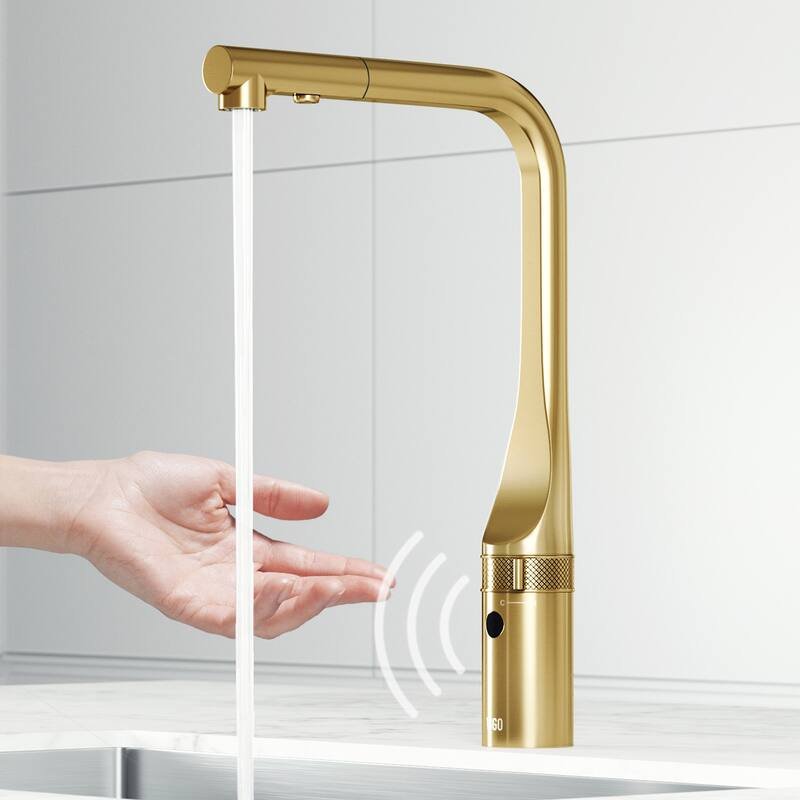 VIGO Jewel 15" H Touchless Pull-Out Sprayer Kitchen Faucet