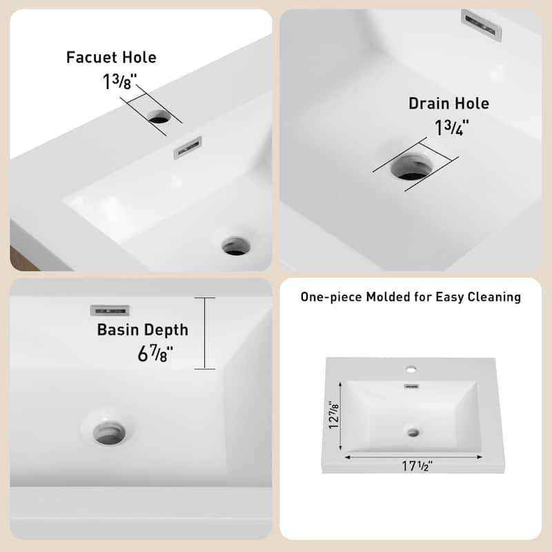 GDFStudio 24" Freestanding Bathroom Vanity with Sink