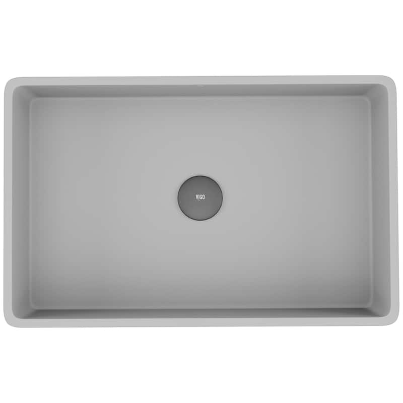 VIGO Magnolia 21"L x 14"W x 5"H Matte Stone Rectangular Bathroom Vessel Sink