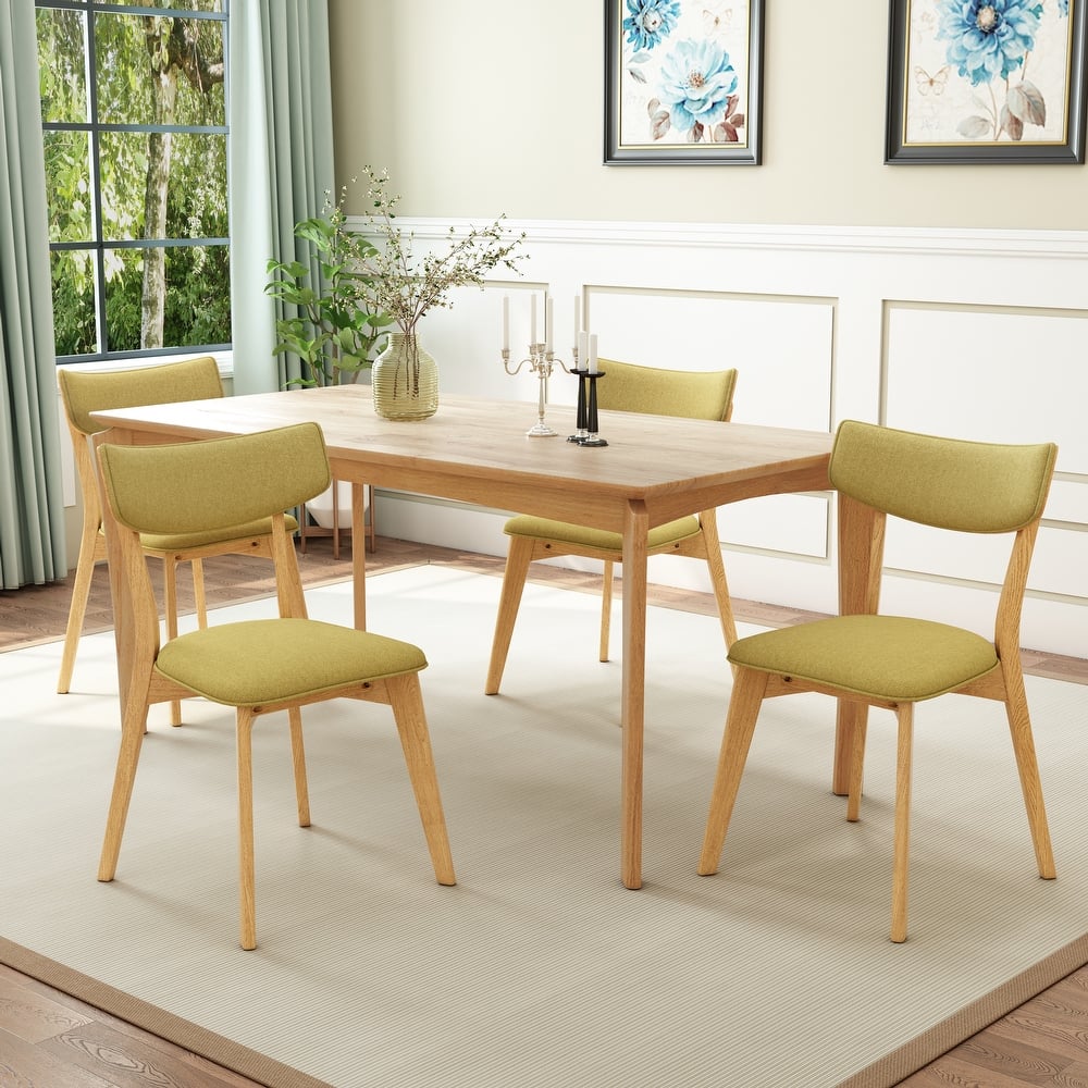 Chazz Mid-Century Modern Upholstered Rubberwood Dining Chairs (Set of 4) by Christopher Knight Home