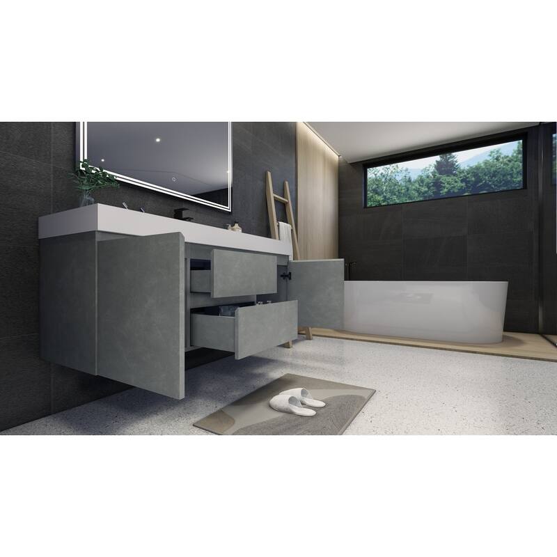 Baillie 60'' Wall-Mounted Vanity with Single Reinforced Acrylic Sink
