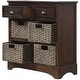 preview thumbnail 40 of 48, 28” Farmhouse Solid Wood Storage Cabinet with Two Drawers and Four Rattan Baskets