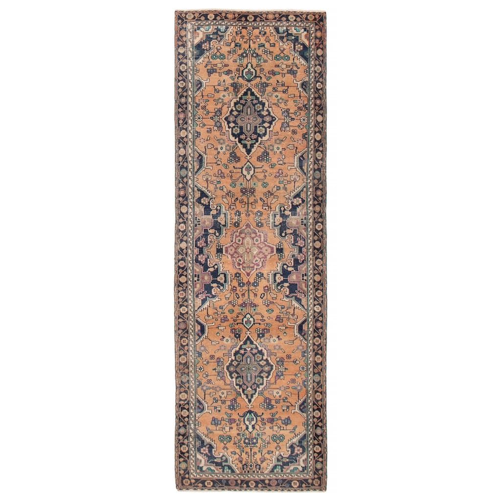 ECARPETGALLERY Hand-knotted Anatolian Vintage Copper Wool Rug - 3'2 x 10'1