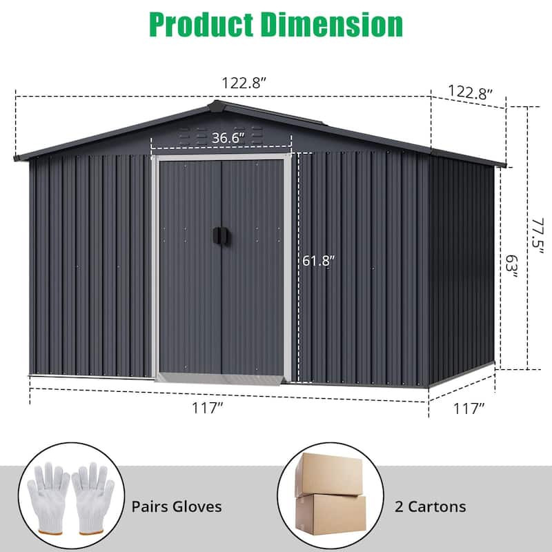 Outdoor Storage Shed, with Sloped Roof & Lockable Door
