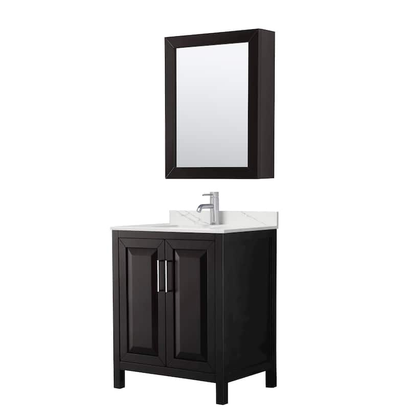 Wyndham Collection WCV252530S-QTZ-UNSMED Daria 30" Free Standing - Dark Espresso / Giotto Quartz Top / Polished