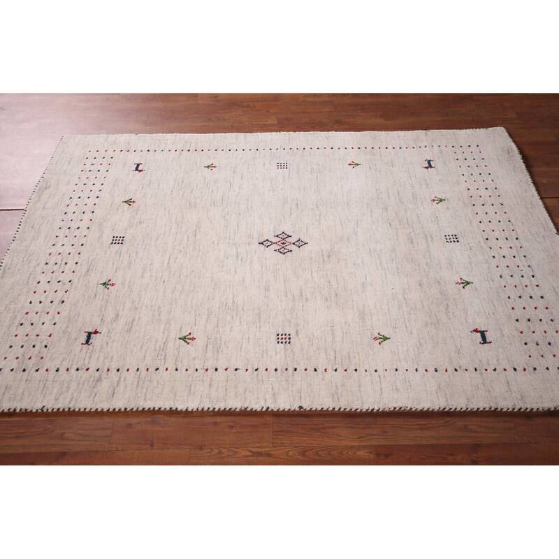 Tribal Animals Gabbeh Oriental Area Rug Hand-Knotted Wool Carpet - 3'11"x 5'10"
