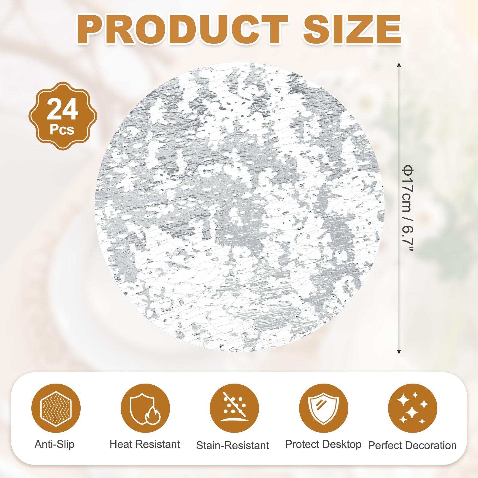 Disposable Round Placemats, Chargers Place Mats Metallic Thin Mesh Table Mates Pressed Foil Table Doilies for Dining