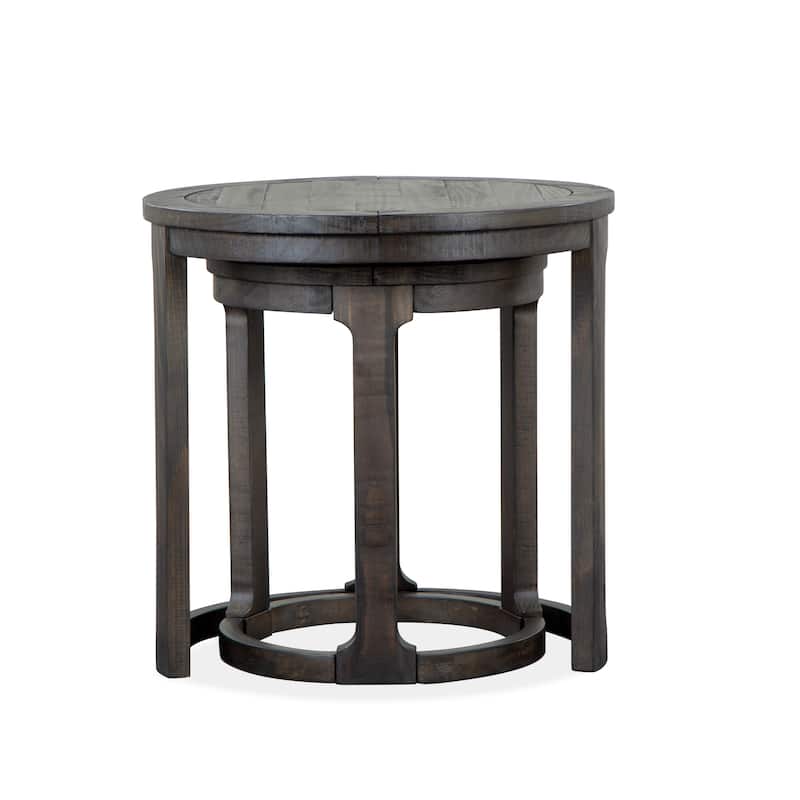 Magnussen Home Boswell Peppercorn Round Nesting End Table - 24''W x 24''D x 24''H