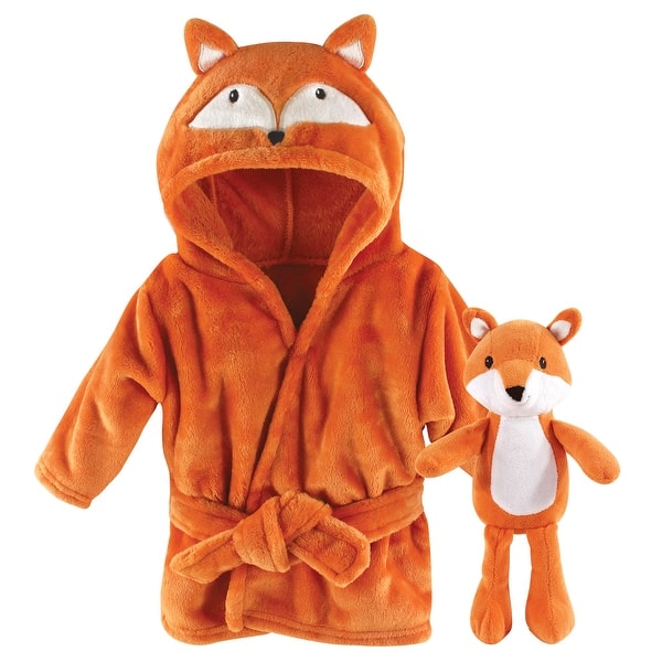 slide 1 of 1, Hudson Baby Infant Boy Plush Bathrobe and Toy Set, Fox, One Size - Fox - One Size One Size - Fox