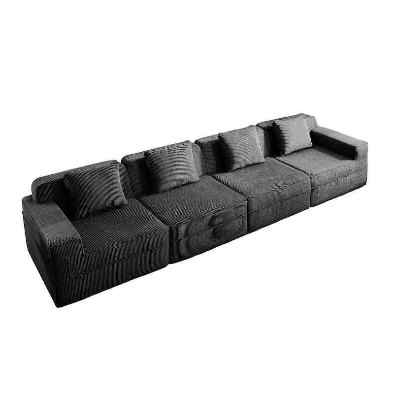 GDFStudio - Modular 4-Seater 153.5" Corduroy Boneless Cloud Sofa