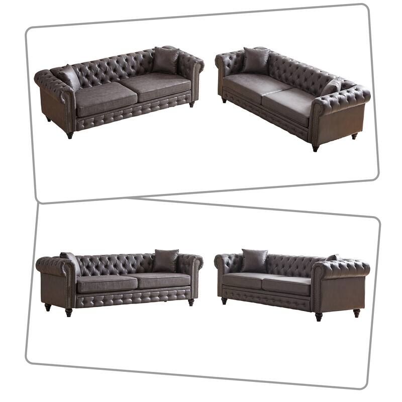 Mid-century retro style 2-piece sofa set for living room mall parlor