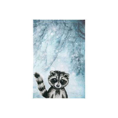 Winter Racoon (18 x 27) Canvas Art Print