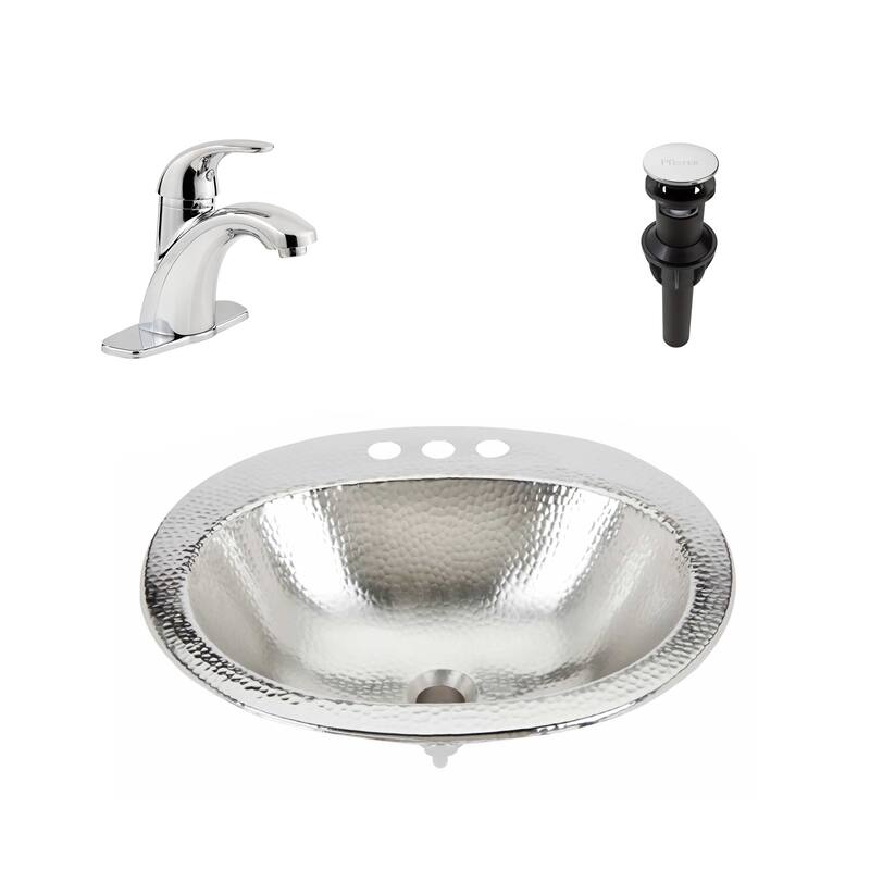 Seville Nickel 20" Oval Drop-In Bath Sink with Parisa Faucet Kit