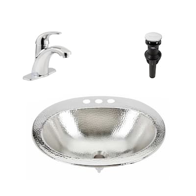 Seville Nickel 20" Oval Drop-In Bath Sink with Parisa Faucet Kit