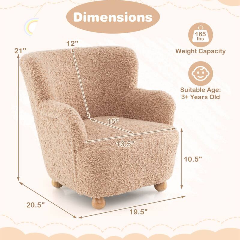 Costway Sherpa Kids Sofa with Solid Rubber Wood Legs for Boys & Girls - See Details