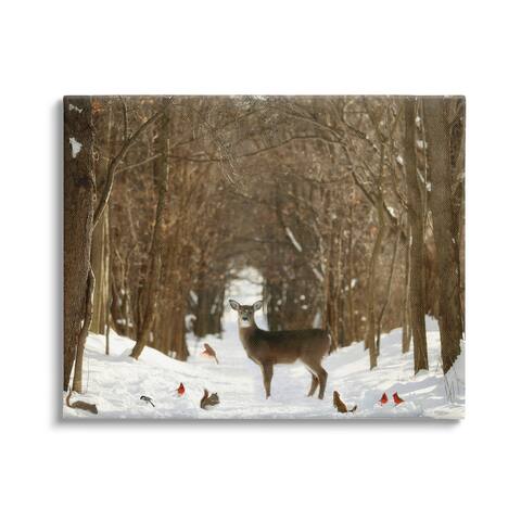 Stupell Industries Wild Forest Animals Gathered Amidst Snowy Trees Canvas Wall Art, Design by Carrie Ann Grippo-Pike