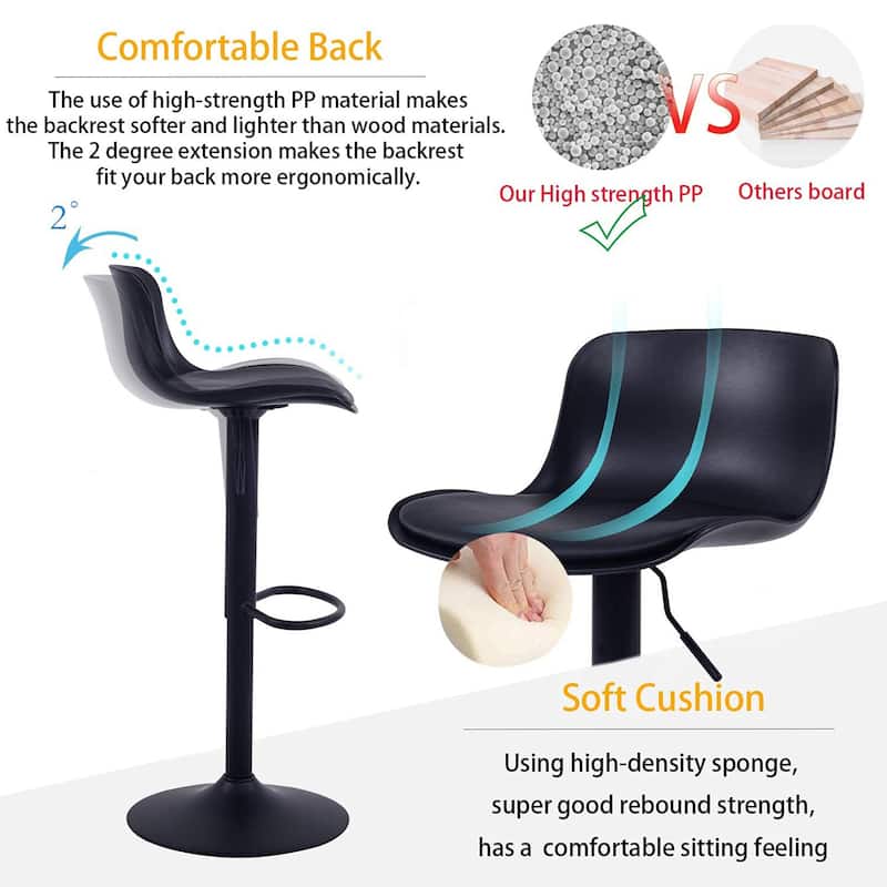 Modern Barstools Set of 2 Swivel Bar Chairs
