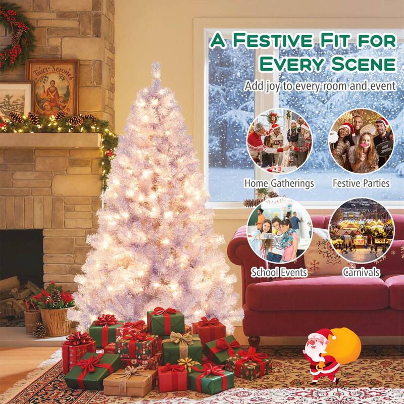 Costway 6.5 FT/7.5 FT Artificial Xmas Tree with 250/550 White LED - See Details