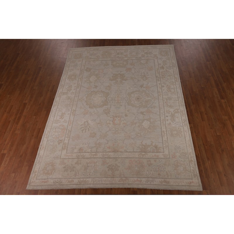 Floral Oriental Oushak Turkish Area Rug Hand-Knotted Wool Carpet - 7'9"x 10'3"