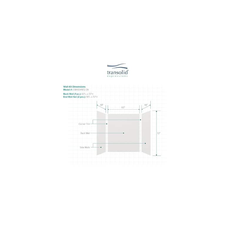 Transolid Expressions 48-in X 60-in X 72-in Glue to Wall Shower/Walls - 60" x 48" x 72"