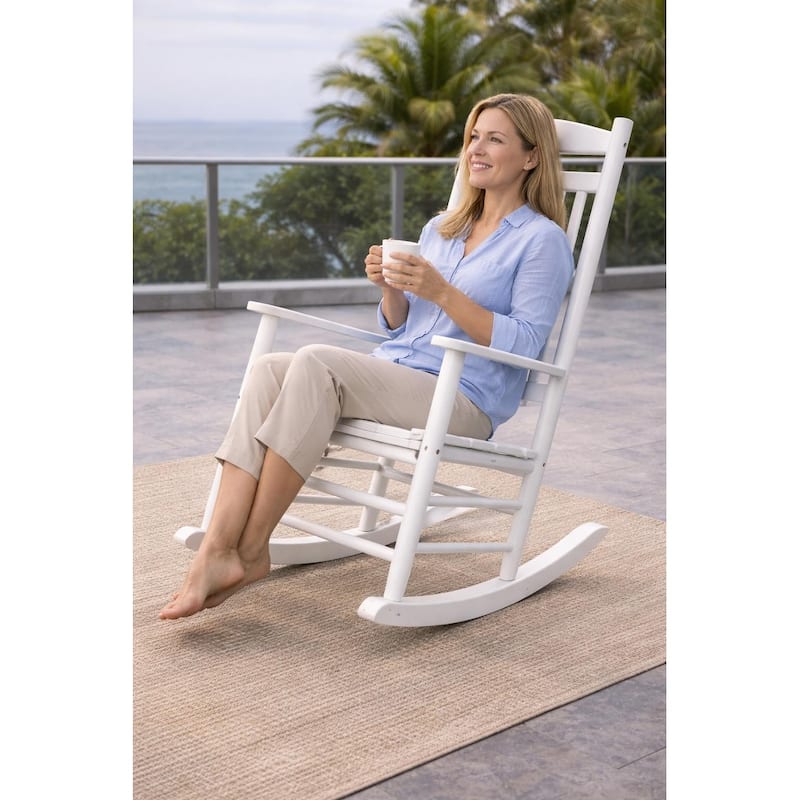Fratelli White Rocker Poplar Wood Outdoor Rocking Chair
