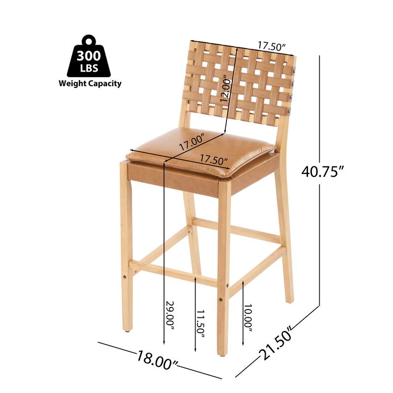 Christopher Knight Home - Rieti Industrial-Inspired Barstool Set with Crossback PU Upholstery and Wooden Frame
