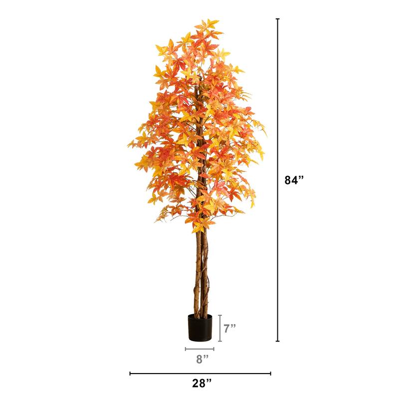 Fall Harvest Deluxe Maple Artificial Potted Tree - 7'