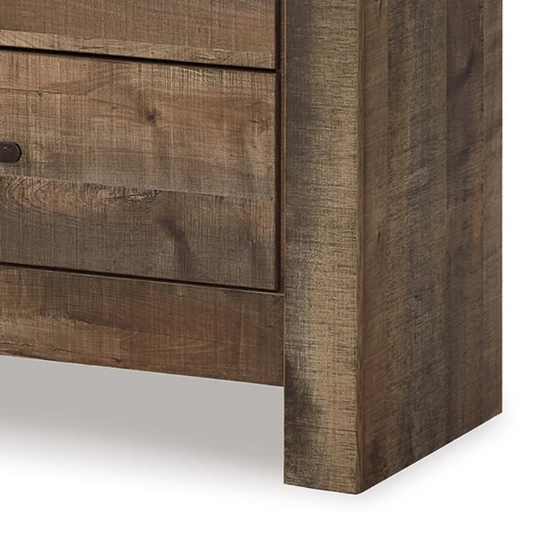 Zoey Tall Dresser Chest, 5 Storage Drawers, Rustic Brown Plank Details