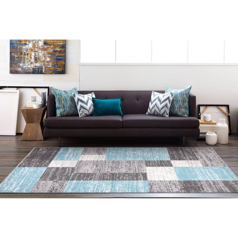 World Rug Gallery Modern Geometric Boxes Area Rug