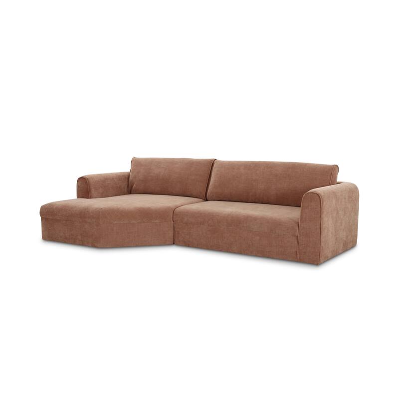 NADAAL STUDIOS Talorin Left-Facing Sectional Sofa, Wide Chaise Seating, Seats 4, Heritage Pink Chenille Fabric
