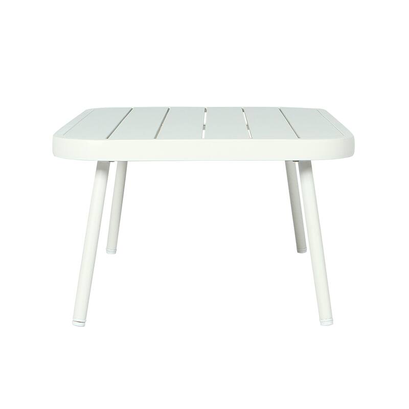 Roomfitters Steel Loveseat with Woven Rope Arms and Coffee Table