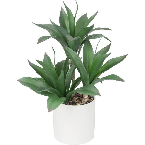Artificial Succulents Three Headed Agave Succulents Potted Plant 15" White  Pots Office Home Indoor Outdoor Decoration - N/A - Bed Bath & Beyond -  42590314