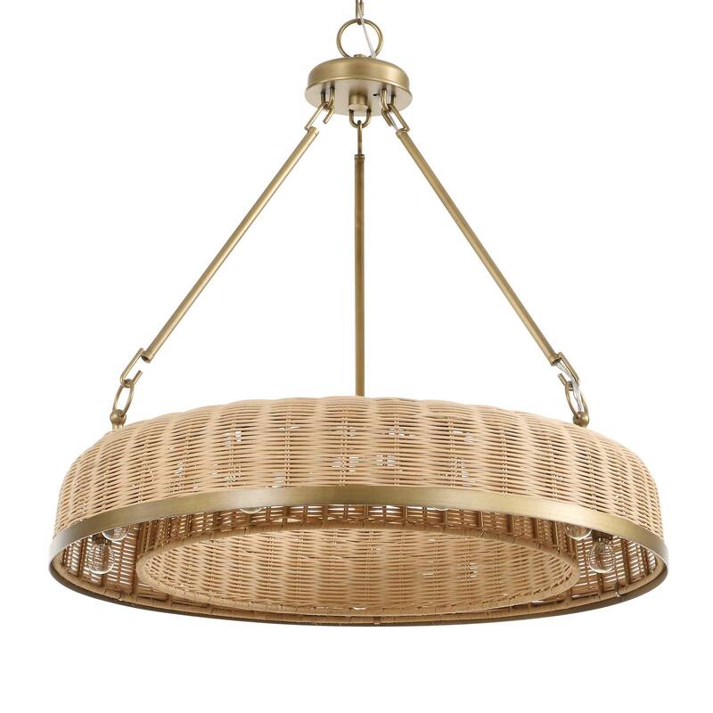 Uttermost Ladakh 9 Light Round Wicker Pendant - 28"W x 28"D x 27"H