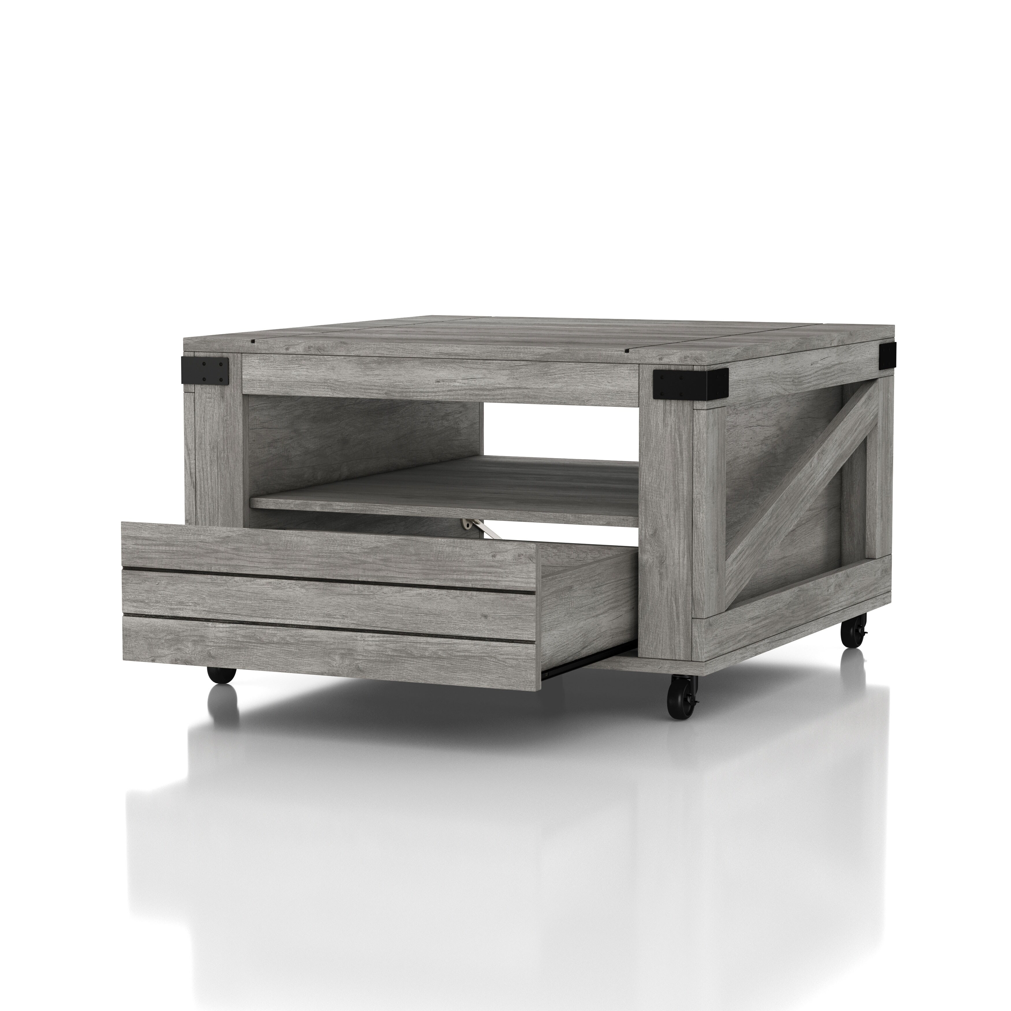 Furniture Of America Crete Vintage Walnut Coffee Table