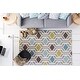 preview thumbnail 9 of 30, Pass Hand-Tufted Retro Geometric Wool Rug (7'6 x 9'6) 7'6" x 9'6" - Teal/Green