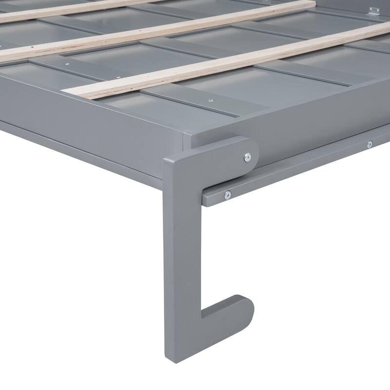 Space-Saving Full Size Wall Bed with Top Cabinets, Gray