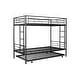 preview thumbnail 9 of 16, Black Twin over Twin Metal Bunk Bed with Trundle & Guardrail