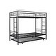 preview thumbnail 9 of 16, Twin over Twin Size Metal Bunk Bed with Trundle, Can Be Separated into 2 Twin Beds, Safety Guardrail, Trundle for Flexible Space