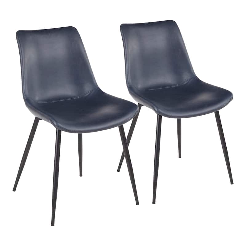 Carson Carrington Kantsjo Industrial Vintage Faux Leather Dining Chair (Set of 2) - Blue