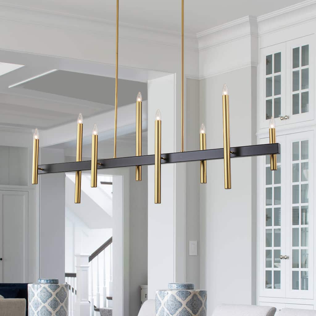 8-Light Modern Linear Candlestick Chandelier Kitchen Island Pendant Lighting