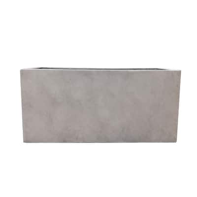 Kante Lightweight Durable Modern Rectangle Outdoor Planter, 31 Inch Long, Weathered Concrete