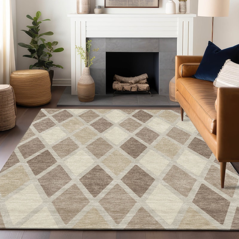 Machine Washable Indoor/ Outdoor Chantille Prism Diamond Rug