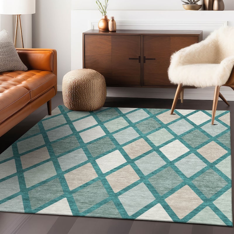 Machine Washable Indoor/ Outdoor Chantille Prism Diamond Rug