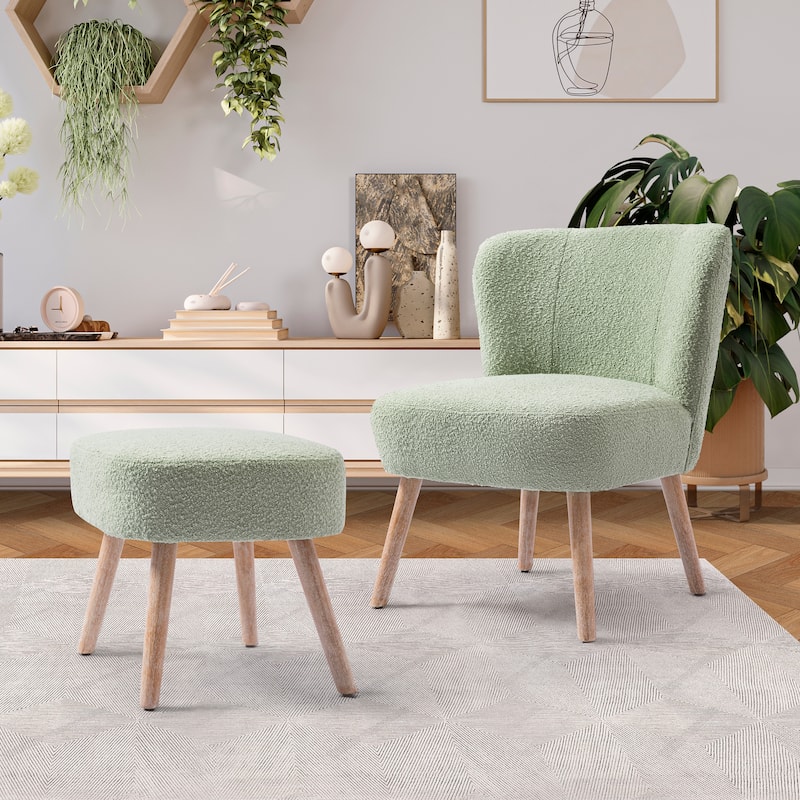 Boucle Polyester Upholstered Living Room Set - Stain Resistant (2-Piece Set)