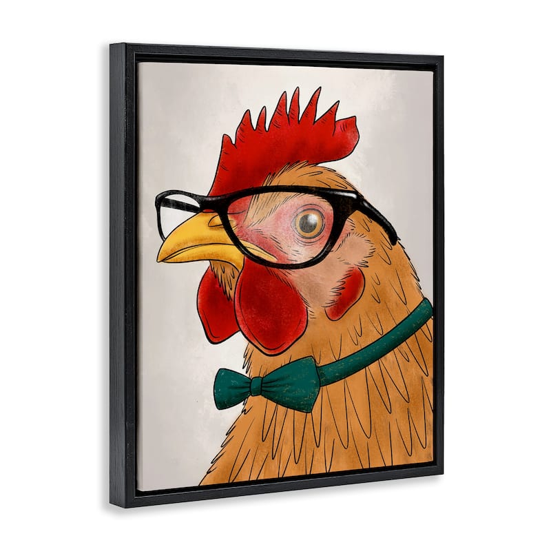 Stupell Funny Hipster Rooster Framed Floater Canvas Wall Art Design By Marcus Prime