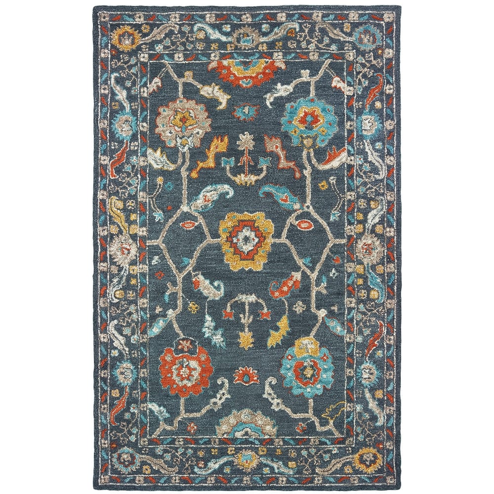 Style Haven Sunnyside Floral Hand-tufted Wool Blue/ Gold Area Rug