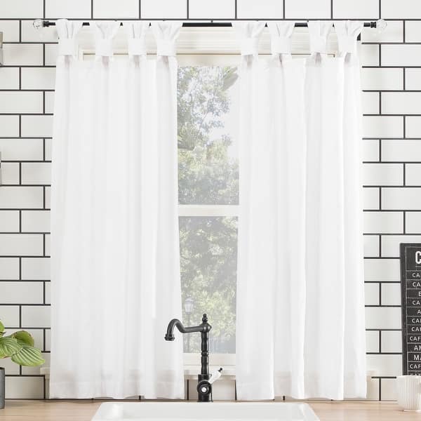slide 2 of 10, Archaeo Washed Cotton Twist Tab Cafe Curtain Pair White - 52 x 45