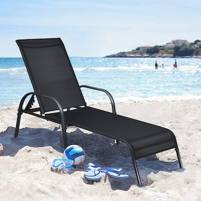 Outdoor Adjustable Reclining Patio Chaise Lounge Chair