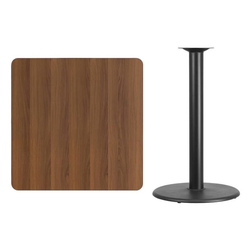 36'' Square Laminate Table Top with 24'' Round Bar Height Table Base - 36"W x 36"D x 43.125"H - 36"W x 36"D x 43.125"H