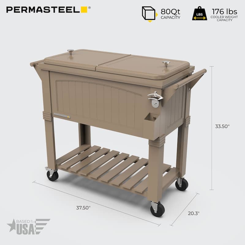 Permasteel 80-Qt Antique Furniture Style Rolling Patio Cooler